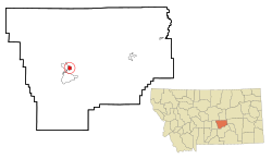 Musselshell County Montana Incorporated and Unincorporated areas Roundup Highlighted